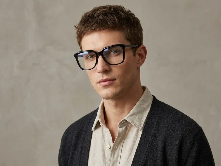 Rechteckige schwarze Acetatbrille #BS2012-0607