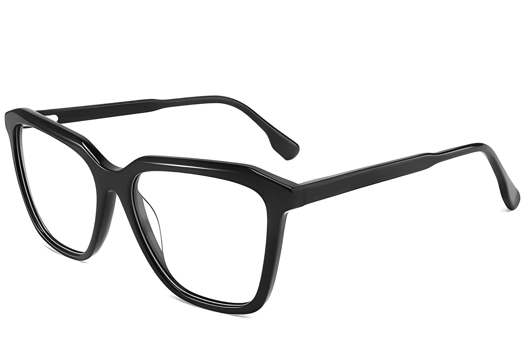 Rectangular Black Acetate Glasses #BS2012-0607