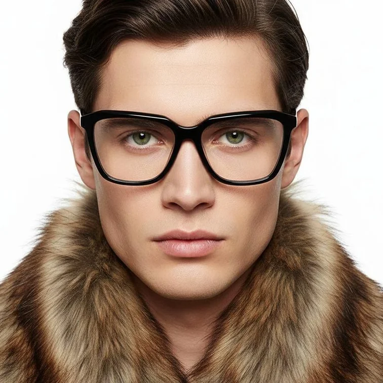 Rechteckige schwarze Acetatbrille #BS2012-0607