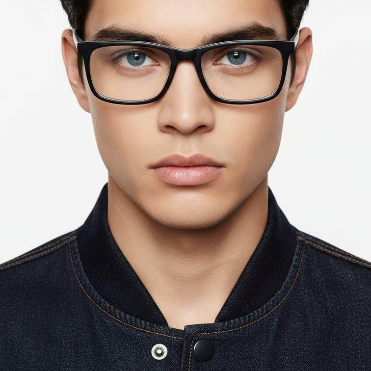 Rectangular Black Acetate Glasses #BS2012-0617