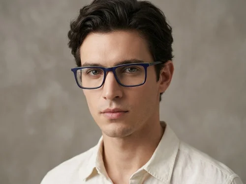Lunettes rectangulaires en acétate bleu #BS2012-0619