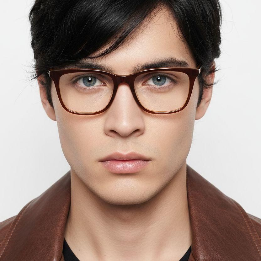 Rectangular Brown Acetate Glasses #BS2012-0621