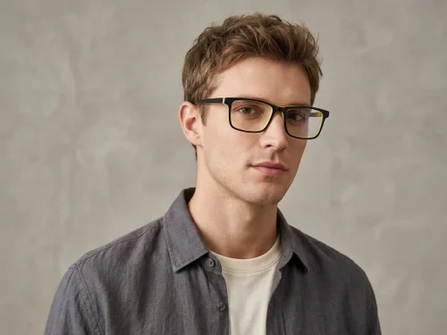 Lunettes rectangulaires en acétate noir #BS2012-0623