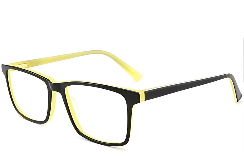 Rectangular Black Acetate Glasses #BS2012-0623
