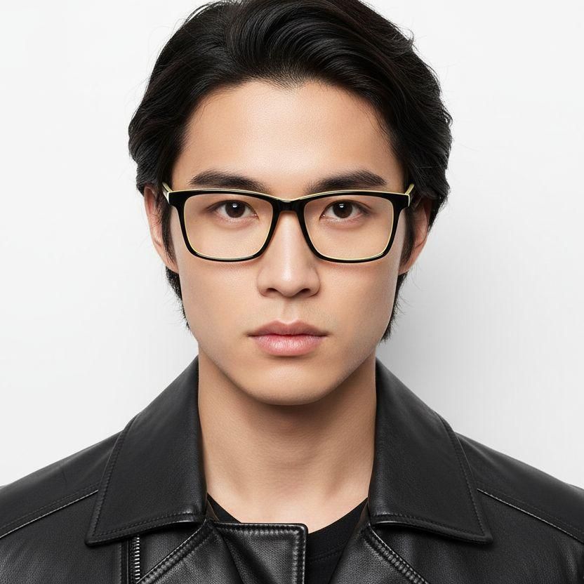 Rectangular Black Acetate Glasses #BS2012-0623