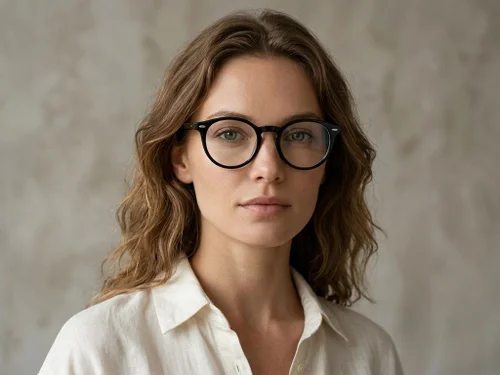 Lunettes rondes en acétate noir #BS2012-0624