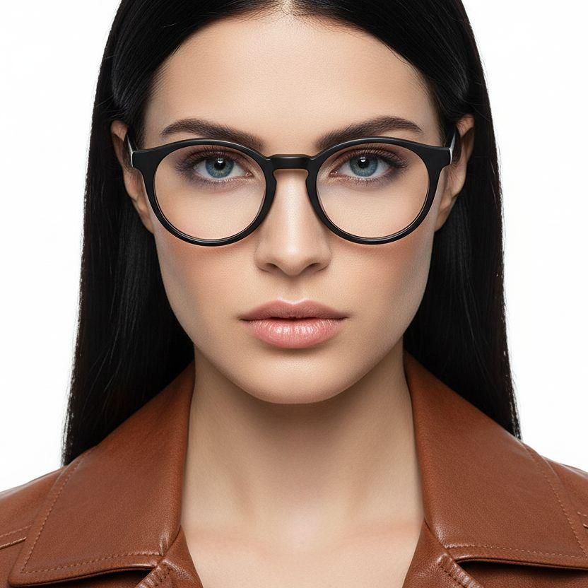 Round Black Acetate Glasses #BS2012-0624