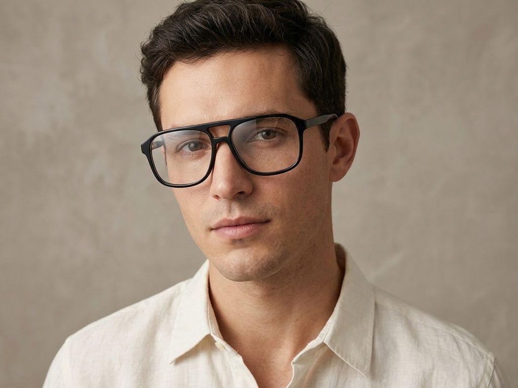 Aviator-Brille aus schwarzem Acetat #BS2012-0628