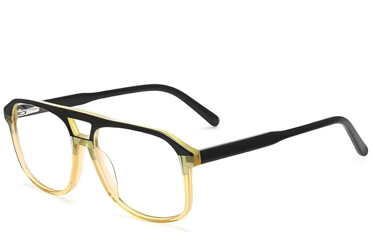 Lunettes aviateur en acétate jaune #BS2012-0629