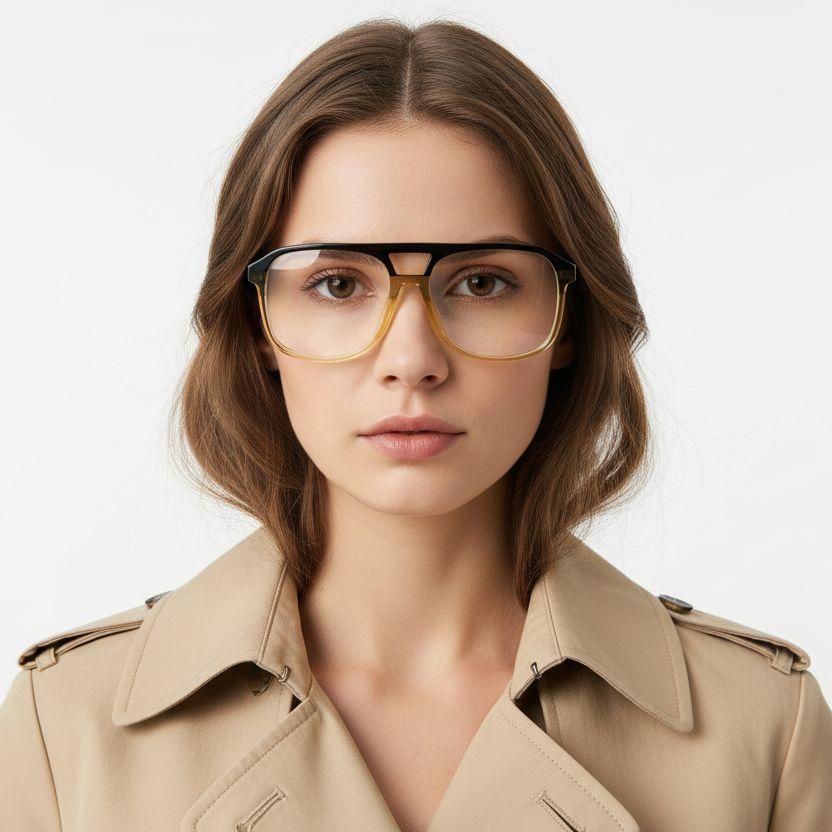 Aviator-Brille aus gelbem Acetat #BS2012-0629