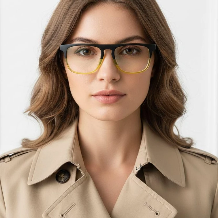 Lunettes aviateur en acétate jaune #BS2012-0631