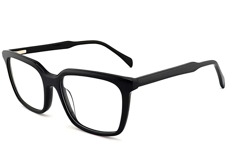 Rechteckige schwarze Acetatbrille #BS2012-0633