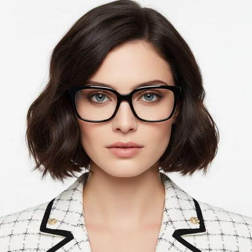 Rectangular Black Acetate Glasses #BS2012-0633