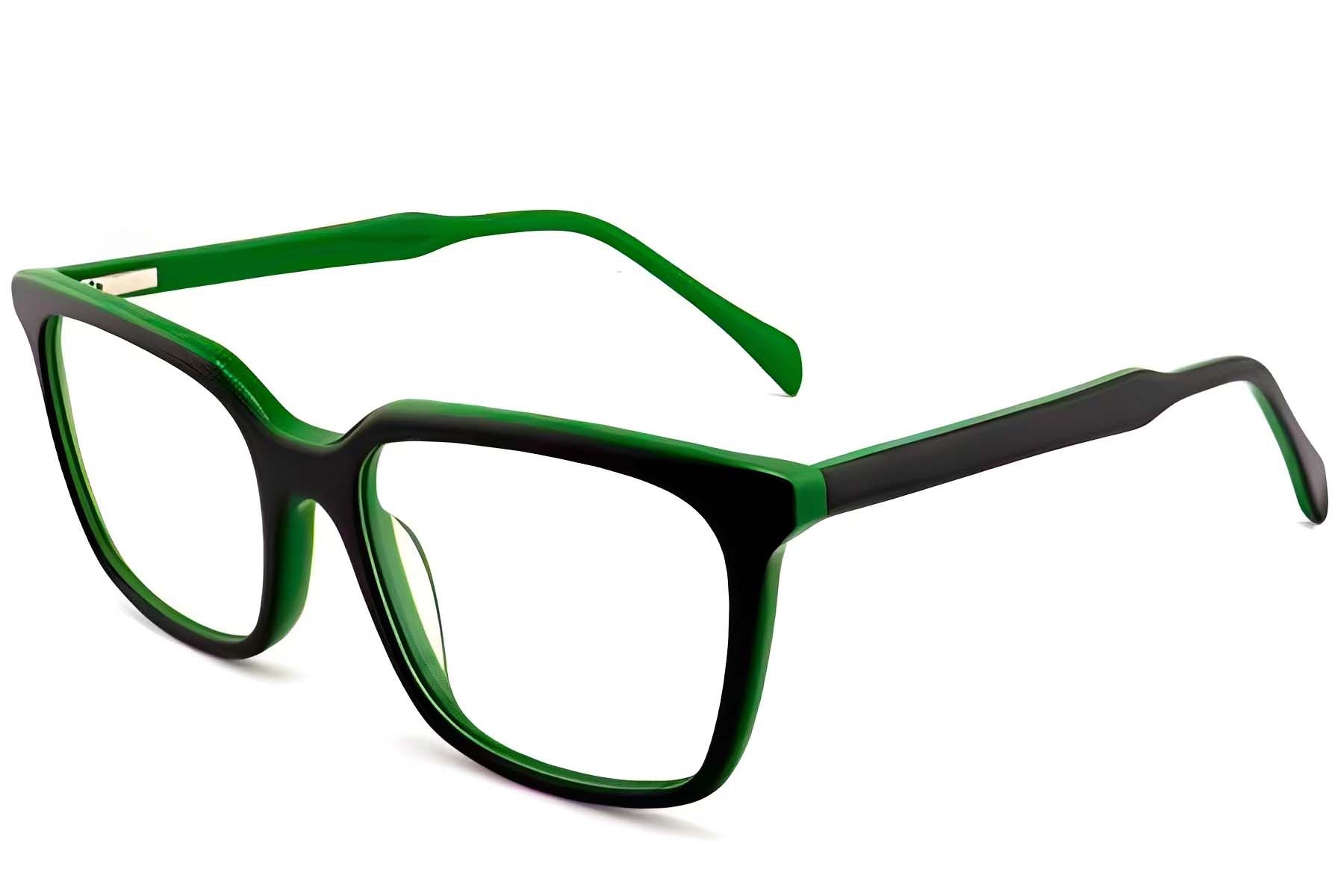 Rectangular Green Acetate Glasses #BS2012-0634