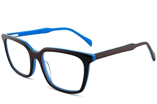 Lunettes rectangulaires en acétate bleu #BS2012-0635