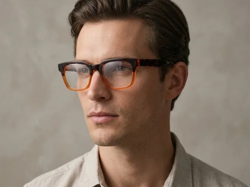 Lunettes rectangulaires en acétate brun #BS2012-0636