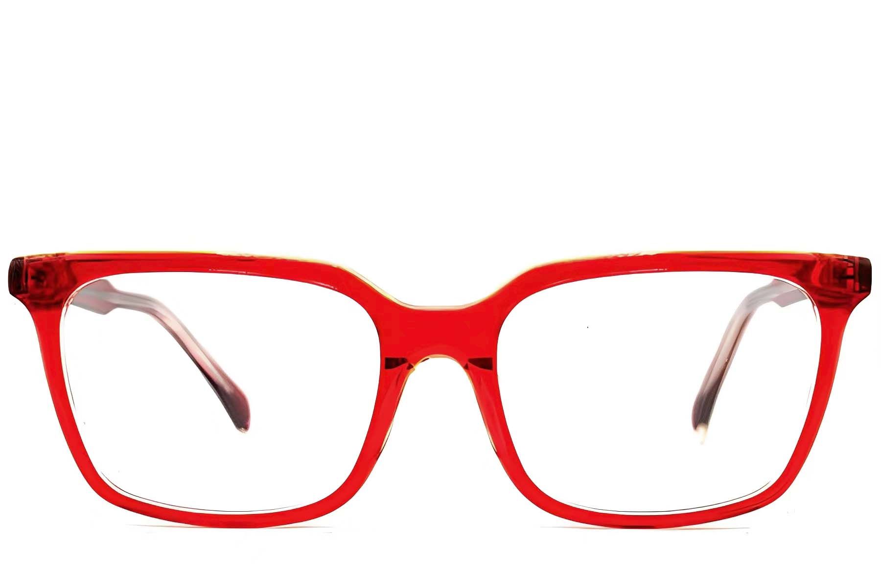 Rectangular Red Acetate Glasses #BS2012-0637