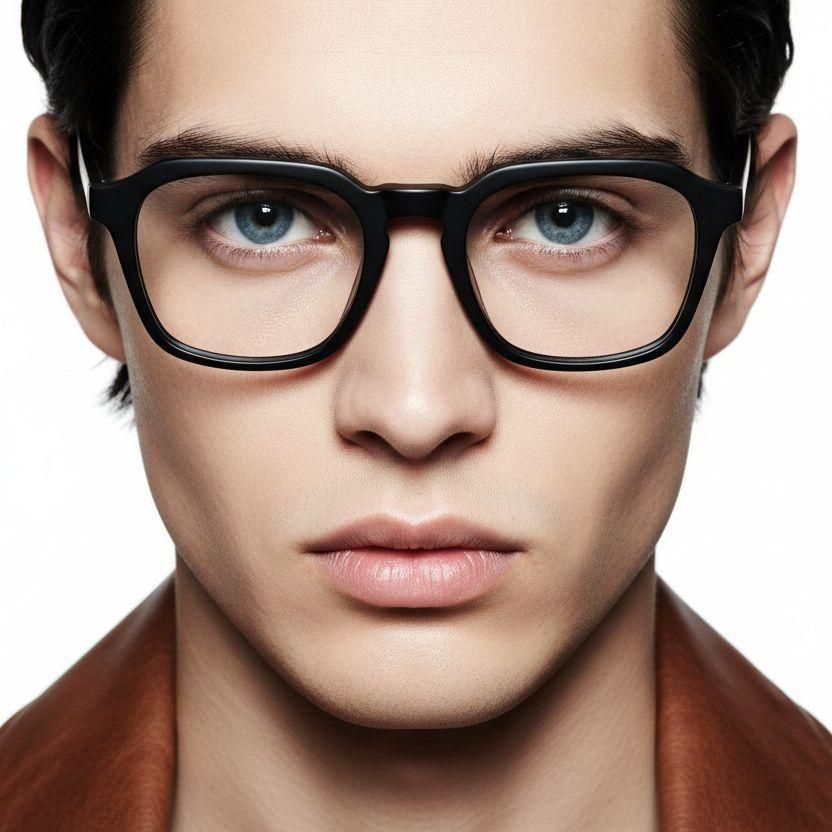 Rectangular Black Acetate Glasses #BS2012-0638