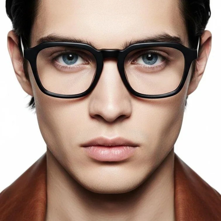 Rechteckige schwarze Acetatbrille #BS2012-0638