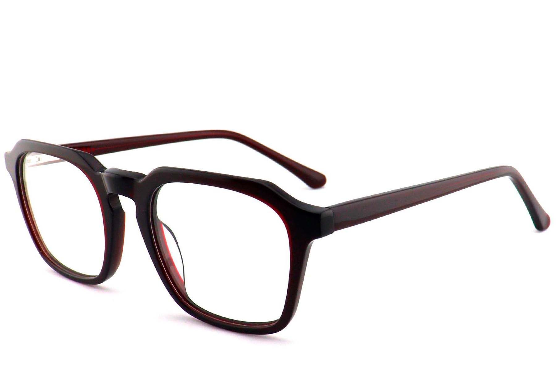 Rectangular Red Acetate Glasses #BS2012-0640