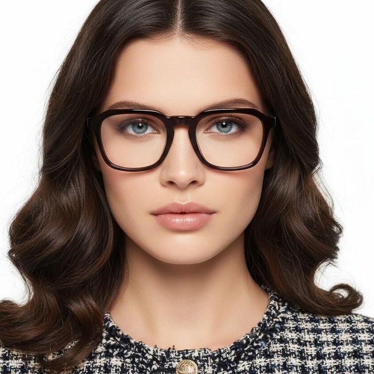 Rectangular Red Acetate Glasses #BS2012-0640