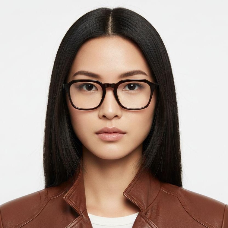 Rectangular Brown Acetate Glasses #BS2012-0641