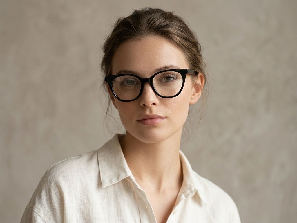 Ovale schwarze Acetatbrille #BS2012-0646