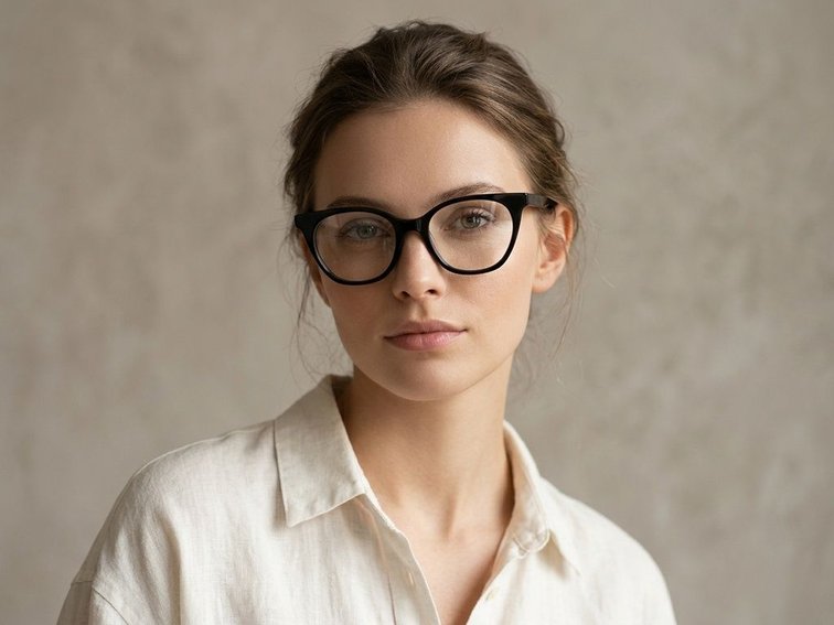Ovale schwarze Acetatbrille #BS2012-0646