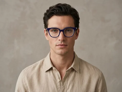 Lunettes ovales en acétate bleu #BS2012-0648
