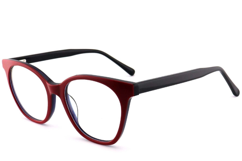 Oval Red Acetate Glasses #BS2012-0650