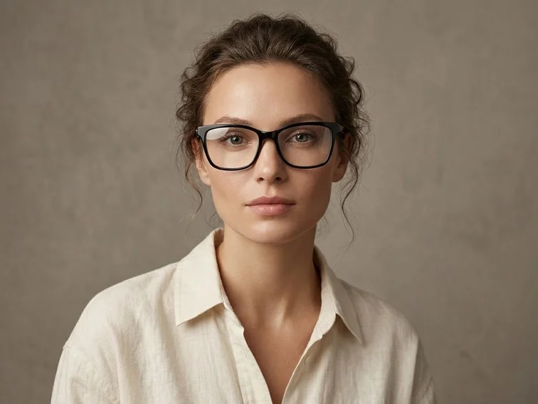 Lunettes rectangulaires en acétate noir #BS2012-0651