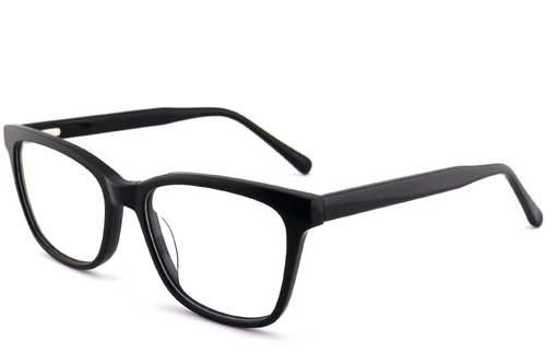 Rectangular Black Acetate Glasses #BS2012-0651