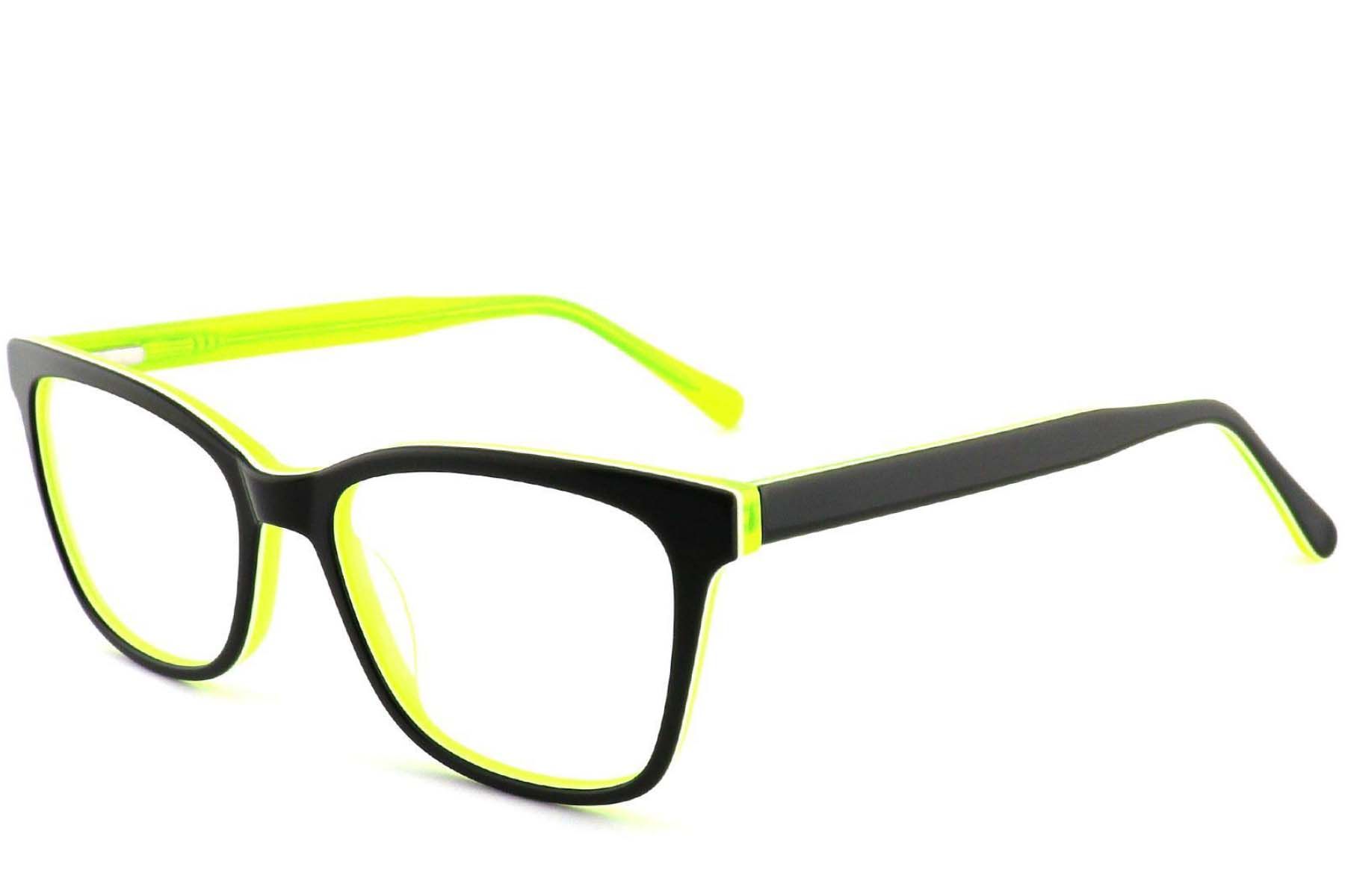 Rectangular Black Acetate Glasses #BS2012-0652