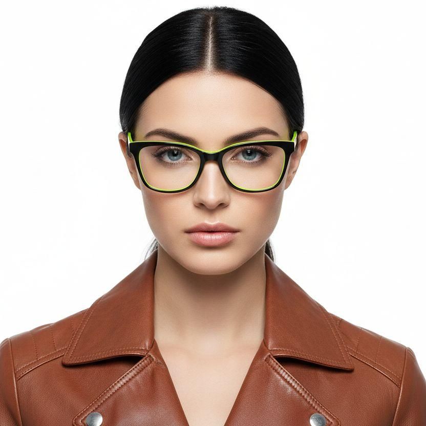 Rectangular Black Acetate Glasses #BS2012-0652