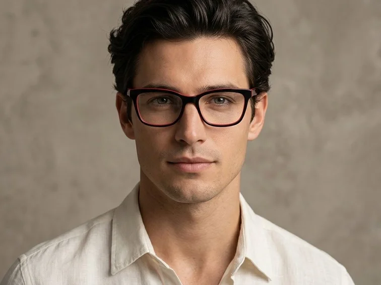 Rechteckige schwarze Acetatbrille #BS2012-0653