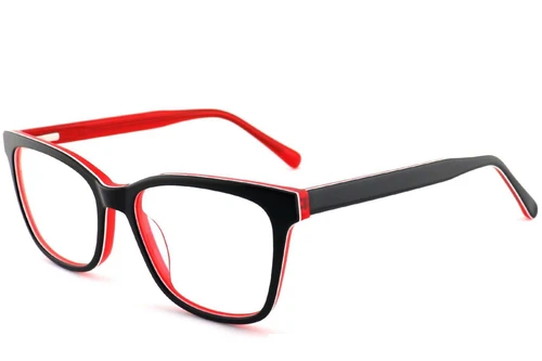 Lunettes rectangulaires en acétate noir #BS2012-0653