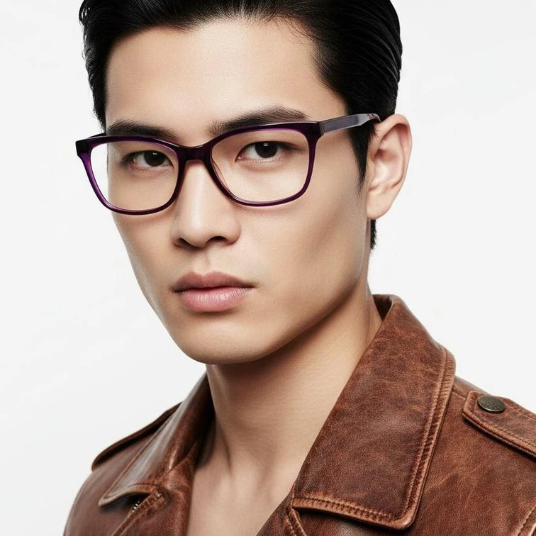 Rectangular Purple Acetate Glasses #BS2012-0654