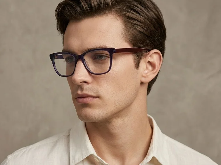 Rectangular Blue Acetate Glasses #BS2012-0655
