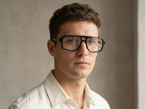 Lunettes aviateur en acétate noir #BS2012-0661