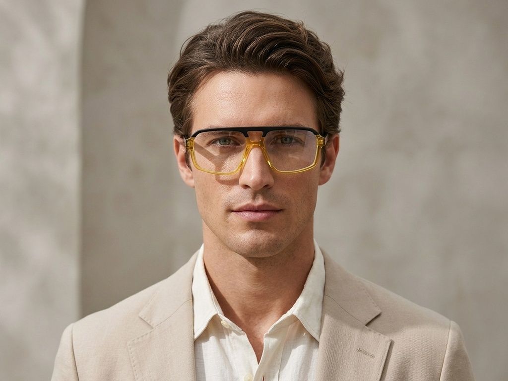 Gafas de acetato amarillo Aviator #BS2012-0662