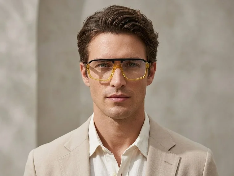 Gafas de acetato amarillo Aviator #BS2012-0662