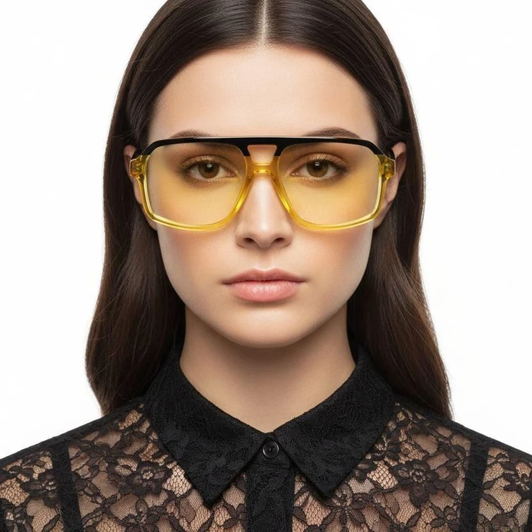Lunettes aviateur en acétate jaune #BS2012-0662