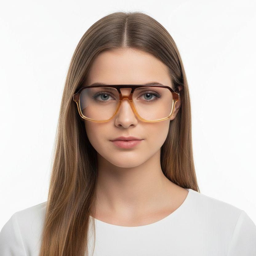 Aviator-Brille aus gelbem Acetat #BS2012-0663