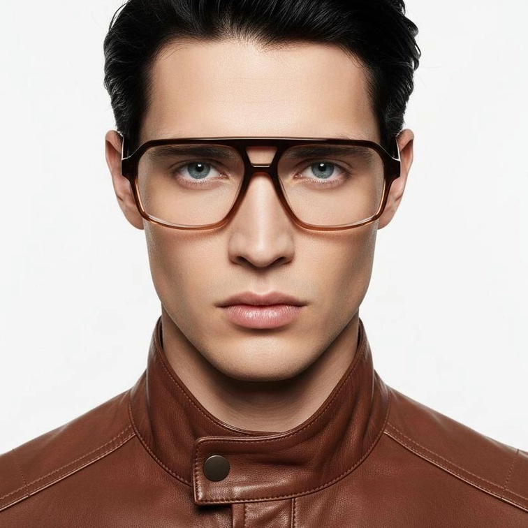 Lunettes aviateur en acétate marron #BS2012-0665