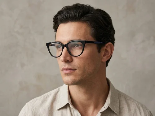 Lunettes ovales en acétate noir #BS2012-0667