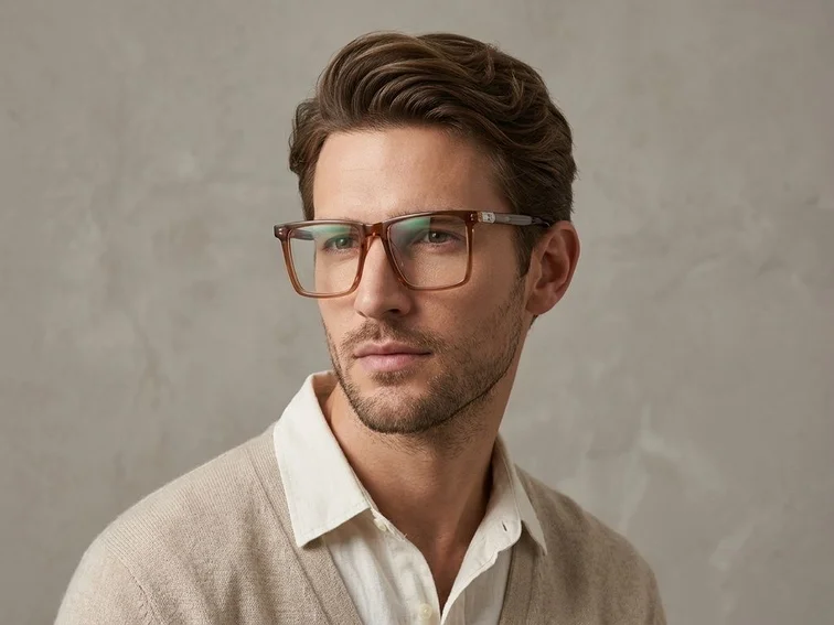 Rectangular Brown Acetate Glasses #BS2012-0682