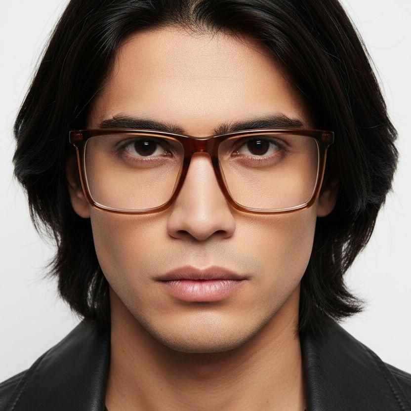Rectangular Brown Acetate Glasses #BS2012-0682