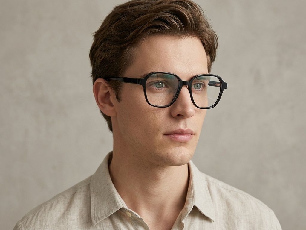 Lunettes géométriques en acétate noir #BS2012-0684