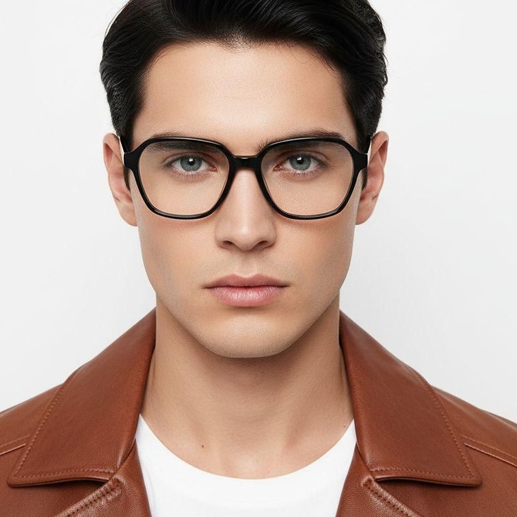 Geometric Black Acetate Glasses #BS2012-0684