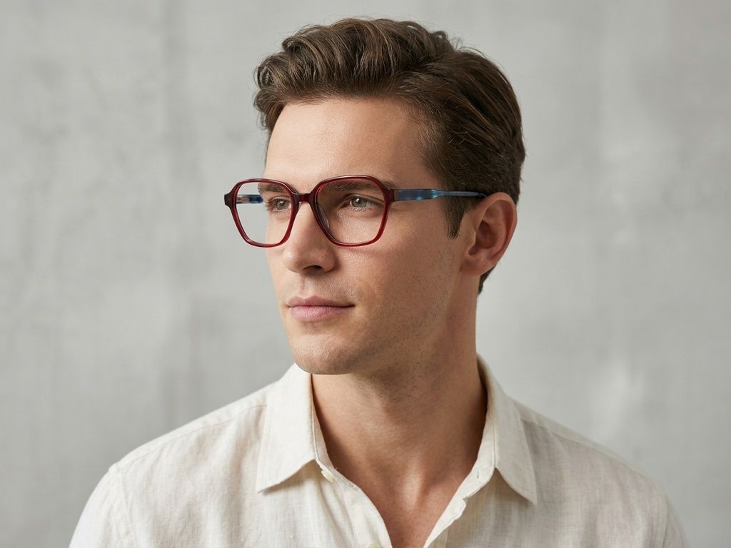 Geometric Red Acetate Glasses #BS2012-0685